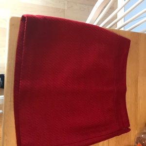 Red textured weave mini skirt